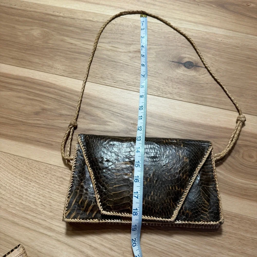Snakeskin Purse and  Wallet Set. Brown Vintage Hand Crafted Boho Mob Wife